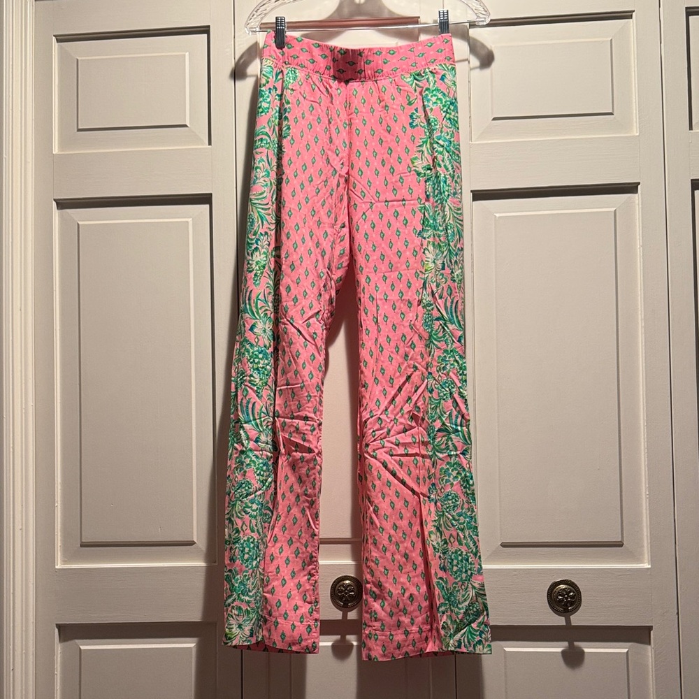 Lilly Pulitzer Pink and Green Wide Leg Pants